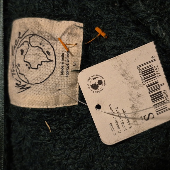 Free People Theo V Neck Sweater Sz.S NWT Green - Picture 10 of 11